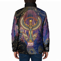 Isis Ankh Symbol Padded Jacket with Celestial Wings in Ancient Egyptian Cosmic