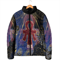 Isis Ankh Symbol Padded Jacket with Celestial Wings in Ancient Egyptian Cosmic