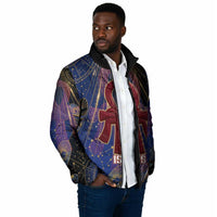 Isis Ankh Symbol Padded Jacket with Celestial Wings in Ancient Egyptian Cosmic