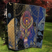 Isis Ankh Symbol Quilt with Celestial Wings in Ancient Egyptian Cosmic