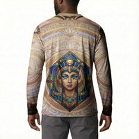 Isis Button Sweatshirt with Falcon Symbol and Sacred Geometry in Egyptian
