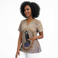 Isis Scrub Top with Falcon Symbol and Sacred Geometry in Egyptian