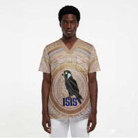 Isis Scrub Top with Falcon Symbol and Sacred Geometry in Egyptian