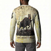Montu Egyptian Button Sweatshirt War God Mighty Bull Symbol Ancient Power Hieroglyphic