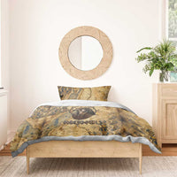 Montu Bedding Set Falcon Head War God Ancient Egyptian Map Feathers and Sun Disk