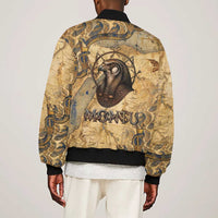 Montu Bomber Jacket Falcon Head War God Ancient Egyptian Map Feathers and Sun Disk