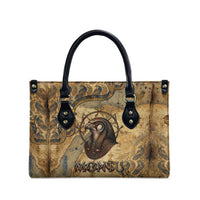 Montu Leather Bag Falcon Head War God Ancient Egyptian Map Feathers and Sun Disk
