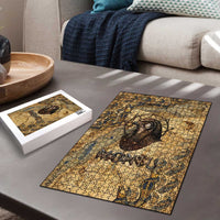 Montu Puzzle Falcon Head War God Ancient Egyptian Map Feathers and Sun Disk