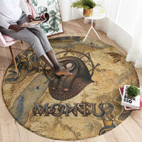 Montu Round Carpet Falcon Head War God Ancient Egyptian Map Feathers and Sun Disk