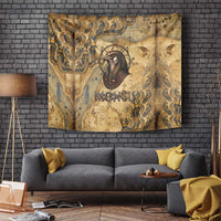 Montu Tapestry Falcon Head War God Ancient Egyptian Map Feathers and Sun Disk