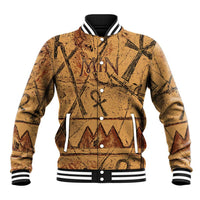 Min Ancient Egyptian Baseball Jacket Fertility Symbol Sandstone Ankh Pyramid Pattern