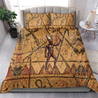 Min Ancient Egyptian Bedding Set Fertility Symbol Sandstone Ankh Pyramid Pattern