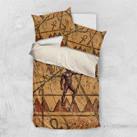 Min Ancient Egyptian Bedding Set Fertility Symbol Sandstone Ankh Pyramid Pattern