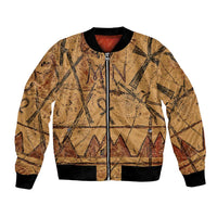 Min Ancient Egyptian Bomber Jacket Fertility Symbol Sandstone Ankh Pyramid Pattern
