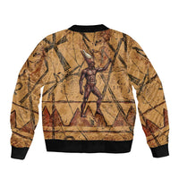 Min Ancient Egyptian Bomber Jacket Fertility Symbol Sandstone Ankh Pyramid Pattern