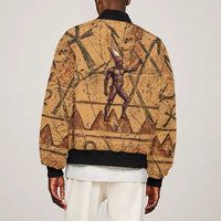 Min Ancient Egyptian Bomber Jacket Fertility Symbol Sandstone Ankh Pyramid Pattern