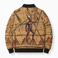 Min Ancient Egyptian Bomber Puffer Jacket Fertility Symbol Sandstone Ankh Pyramid Pattern