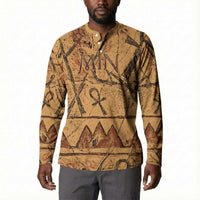Min Ancient Egyptian Button Sweatshirt Fertility Symbol Sandstone Ankh Pyramid Pattern