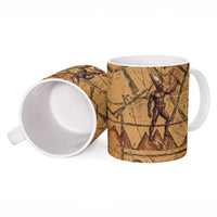 Min Ancient Egyptian Ceramic Mug Fertility Symbol Sandstone Ankh Pyramid Pattern