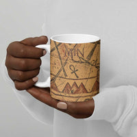 Min Ancient Egyptian Ceramic Mug Fertility Symbol Sandstone Ankh Pyramid Pattern