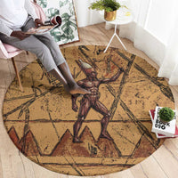 Min Ancient Egyptian Round Carpet Fertility Symbol Sandstone Ankh Pyramid Pattern