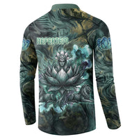 Nefertem Button Sweatshirt Primordial Bloom Lotus Mystical Lion Cosmic Egyptian