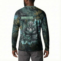 Nefertem Button Sweatshirt Primordial Bloom Lotus Mystical Lion Cosmic Egyptian