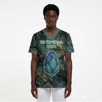 Nefertem Scrub Top Primordial Bloom Lotus Mystical Lion Cosmic Egyptian