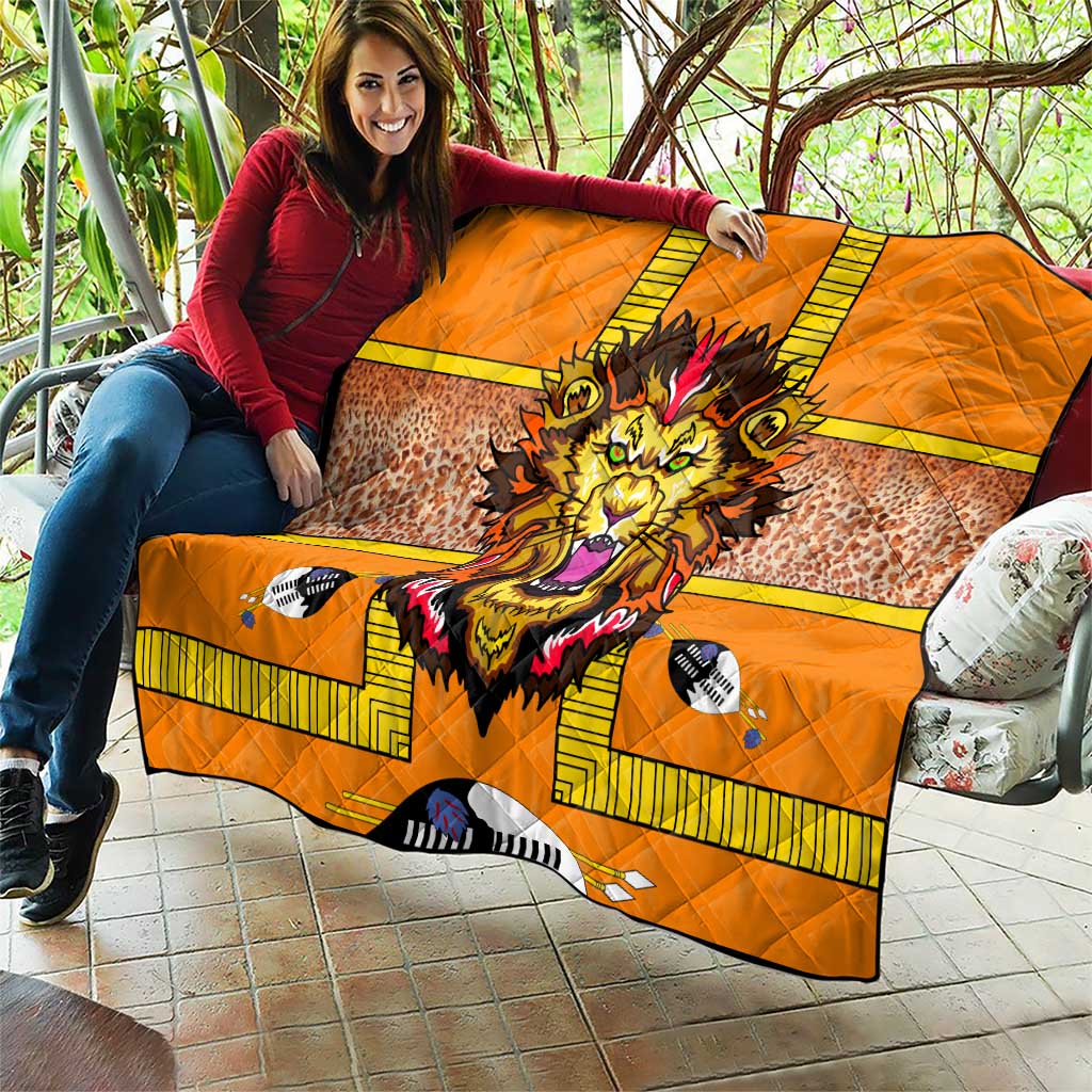 Swaziland Quilt Lion Shield and Leopard Print Tribal Design