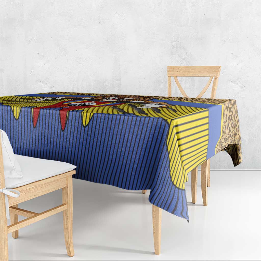 Swaziland Tablecloth Coat of Arms Lion Elephant Shield Leopard Print Design