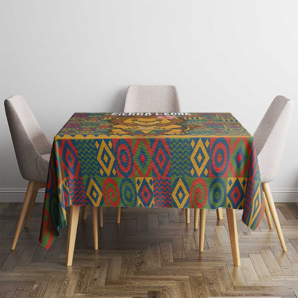 Square multicolor tribal-pattern tablecloth with central decorative band