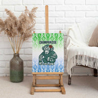 Sierra Leone Canvas Wall Art with Tribal Chimpanzee Design and Green Blue Gradient Pattern