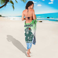 Sierra Leone Sarong with Tribal Chimpanzee Design and Green Blue Gradient Pattern