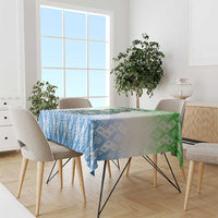 Sierra Leone Tablecloth with Tribal Chimpanzee Design and Green Blue Gradient Pattern