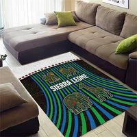 Rectangular tribal area rug with animal silhouettes: lion, elephant, giraffe and monkey
