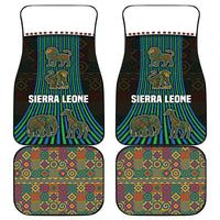 Four car floor mats, multicolor tribal animal design with lion, elephant, giraffe, monkey