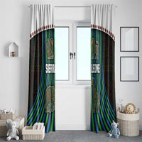 Sierra Leone Window Curtain with Tribal Animal Pattern Featuring Lion Elephant Giraffe and Monkey