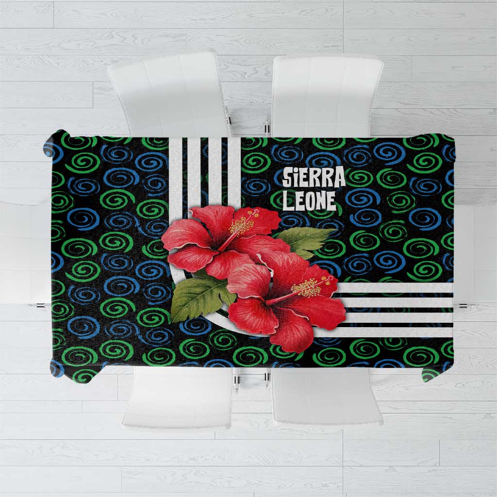 Sierra Leone Tablecloth with Red Hibiscus Floral Design and Tribal Swirl Pattern
