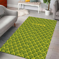 Gabon Tribal Pattern Area Rug with National Flag Colors and Bold Text Design