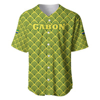 Gabon Tribal Pattern Baseball Jersey with National Flag Colors and Bold Text Design
