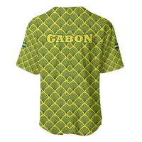 Gabon Tribal Pattern Baseball Jersey with National Flag Colors and Bold Text Design