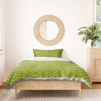 Gabon Tribal Pattern Bedding Set with National Flag Colors and Bold Text Design