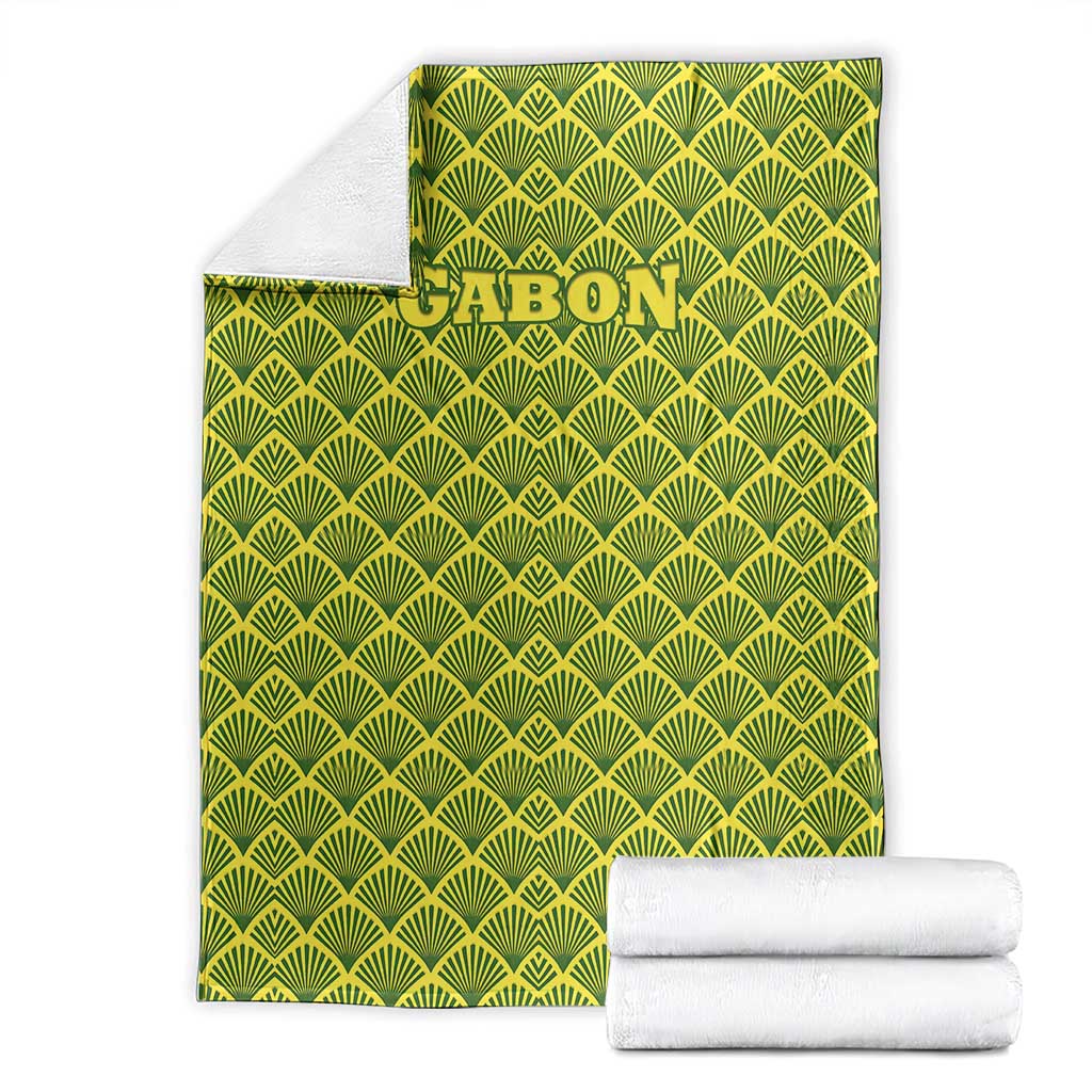 Gabon Tribal Pattern Blanket with National Flag Colors and Bold Text Design