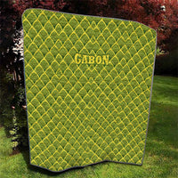 Gabon Tribal Pattern Quilt with National Flag Colors and Bold Text Design