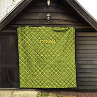Gabon Tribal Pattern Quilt with National Flag Colors and Bold Text Design