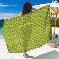 Gabon Tribal Pattern Sarong with National Flag Colors and Bold Text Design