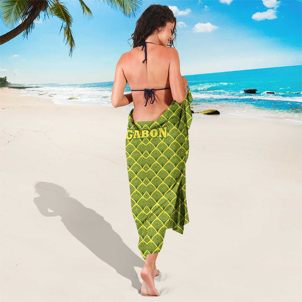 Gabon Tribal Pattern Sarong with National Flag Colors and Bold Text Design