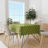 Gabon Tribal Pattern Tablecloth with National Flag Colors and Bold Text Design