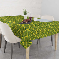 Gabon Tribal Pattern Tablecloth with National Flag Colors and Bold Text Design