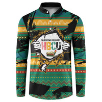 Rooting For Every HBCU Button Sweatshirt Pan African Kente Pattern - History And Knowledge Torch